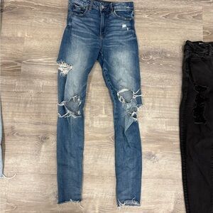 American Eagle Outfitters Distressed Skinny Jeans - Blue